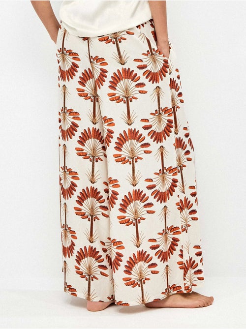 Pantaloni lunghi a gamba larga con stampa palme - Kiabi