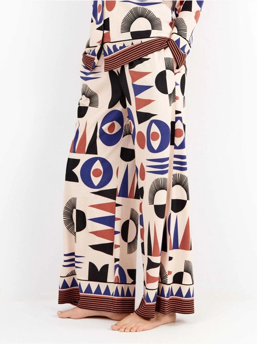 Pantaloni lunghi con motivi geometrici e bordi sul fondo - Kiabi