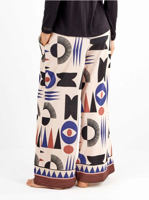 Pantaloni lunghi con motivi geometrici e bordi sul fondo - Kiabi