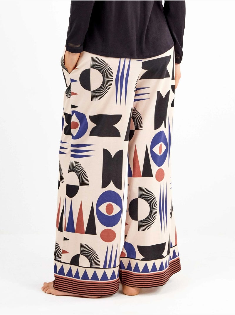 Pantaloni lunghi con motivi geometrici e bordi sul fondo Multicolore - Kiabi