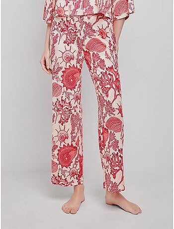 Pantaloni lunghi con stampa corallo