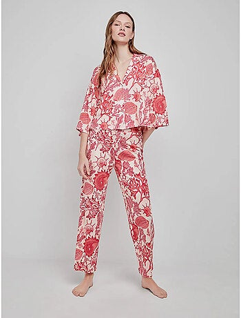 Pantaloni lunghi con stampa corallo