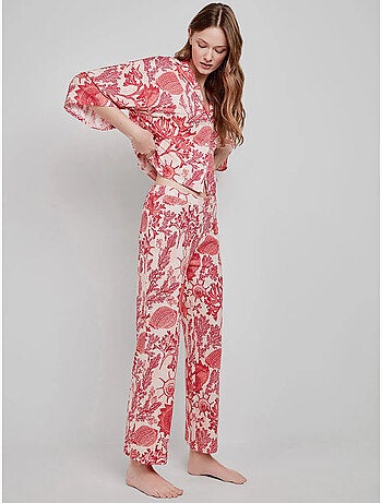 Pantaloni lunghi con stampa corallo