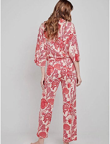 Pantaloni lunghi con stampa corallo