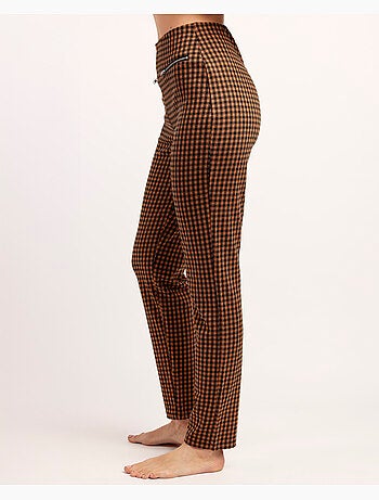 Pantaloni lunghi elastici Vichy da donna ADMAS