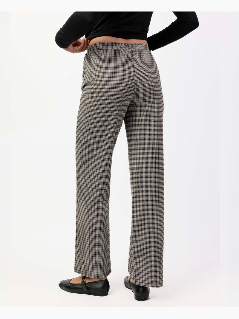 Pantaloni lunghi elasticizzati a micro quadri ADMAS da donna Beige - Kiabi