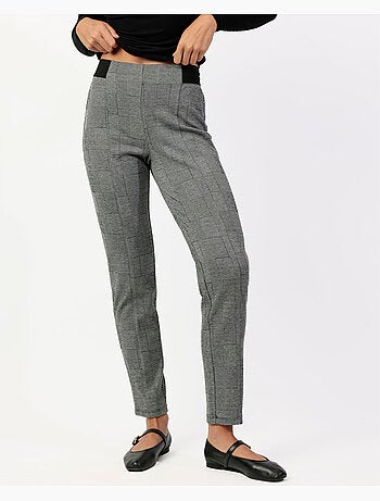 Pantaloni lunghi elasticizzati a quadri grigi ADMAS da donna