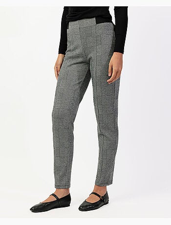 Pantaloni lunghi elasticizzati a quadri grigi ADMAS da donna