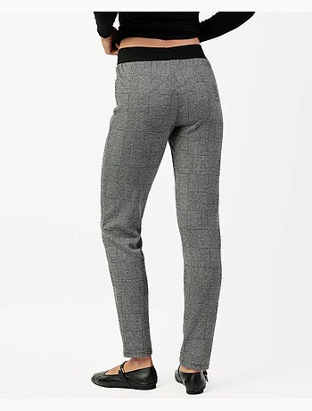 Pantaloni lunghi elasticizzati a quadri grigi ADMAS da donna