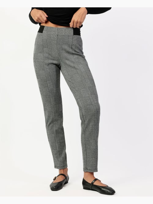 Pantaloni lunghi elasticizzati a quadri grigi ADMAS da donna - Kiabi Pantaloni lunghi elasticizzati a quadri grigi ADMAS da donna - Kiabi