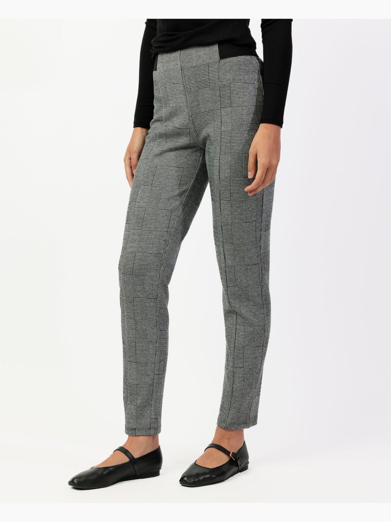 Pantaloni lunghi elasticizzati a quadri grigi ADMAS da donna Nero - Kiabi