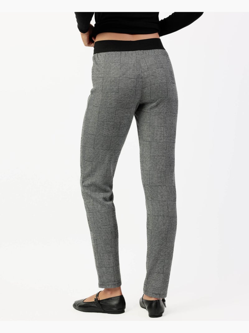 Pantaloni lunghi elasticizzati a quadri grigi ADMAS da donna Nero - Kiabi