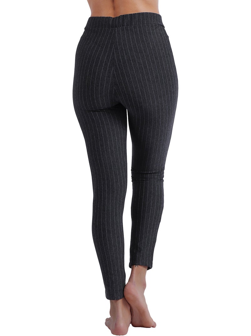 Pantaloni lunghi elasticizzati a righe sottili da donna ADMAS Grigio - Kiabi
