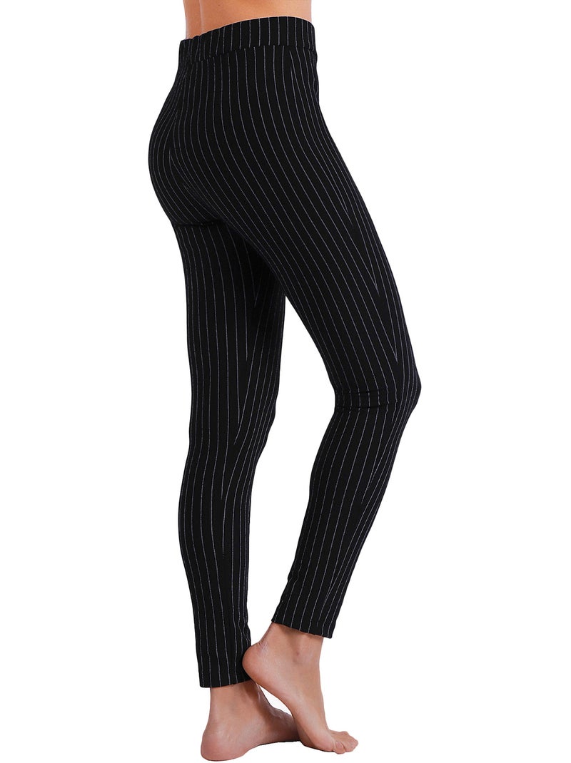 Pantaloni lunghi elasticizzati a righe sottili da donna ADMAS Nero - Kiabi