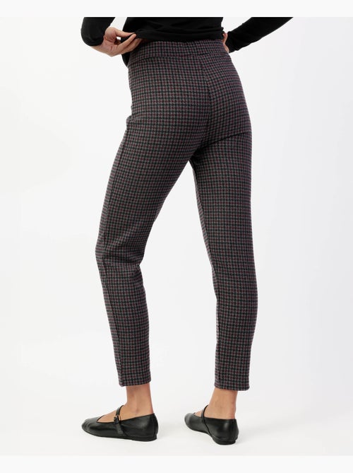 Pantaloni lunghi elasticizzati ADMAS in pied de poule color granato da donna - Kiabi