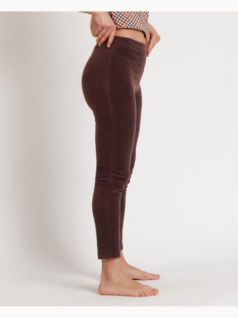 Pantaloni lunghi elasticizzati in velluto a coste da donna ADMAS Marrone cioccolato - Kiabi