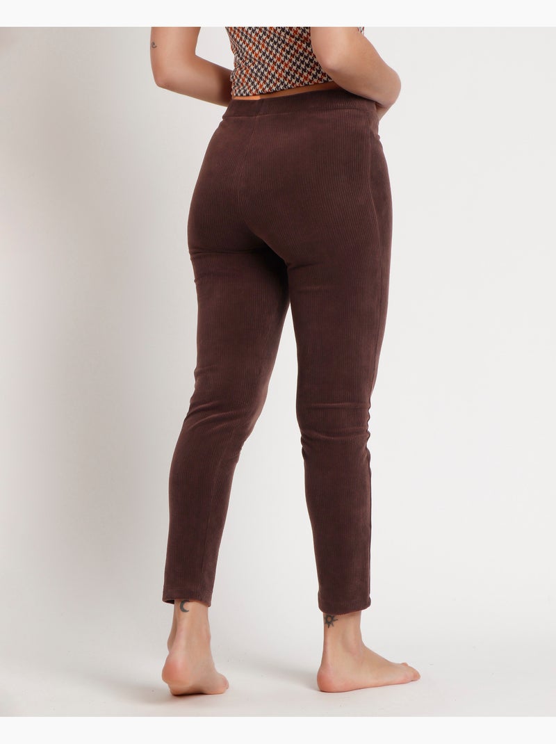 Pantaloni lunghi elasticizzati in velluto a coste da donna ADMAS Marrone cioccolato - Kiabi