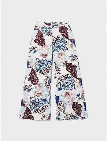 Pantaloni lunghi fluidi con stampa ispirata al fondo marino