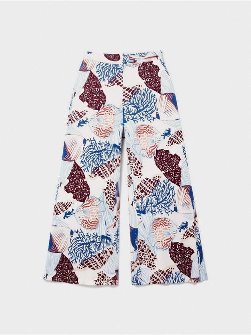Pantaloni lunghi fluidi con stampa ispirata al fondo marino - Kiabi