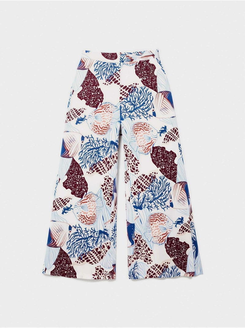Pantaloni lunghi fluidi con stampa ispirata al fondo marino Multicolore - Kiabi