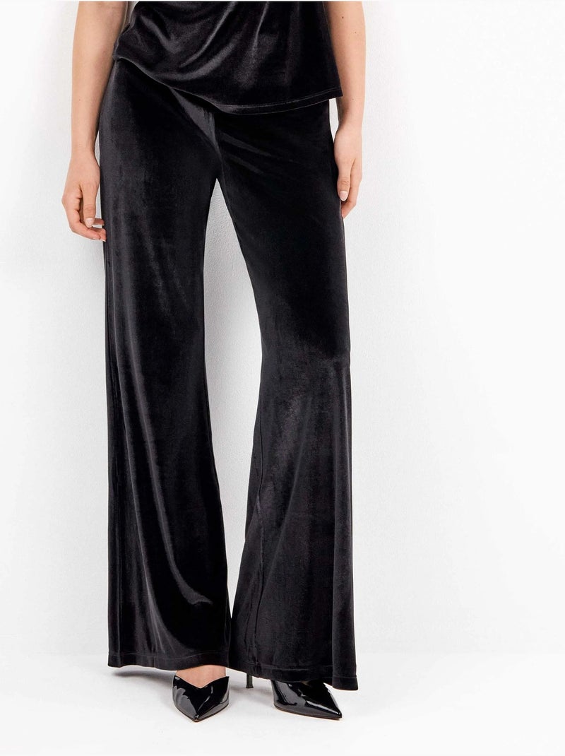 Pantaloni lunghi in velluto elasticizzato con design elegante Nero - Kiabi