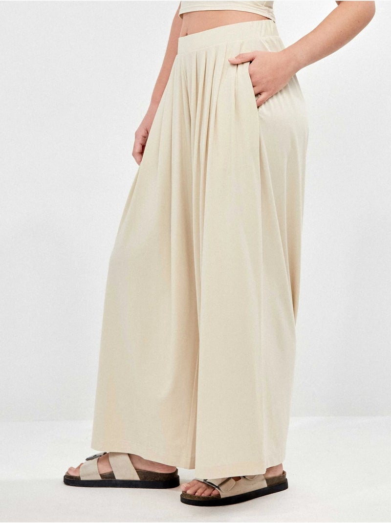 Pantaloni lunghi larghi Beige - Kiabi