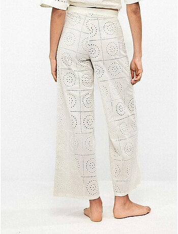 Pantaloni lunghi larghi in tessuto ricamato