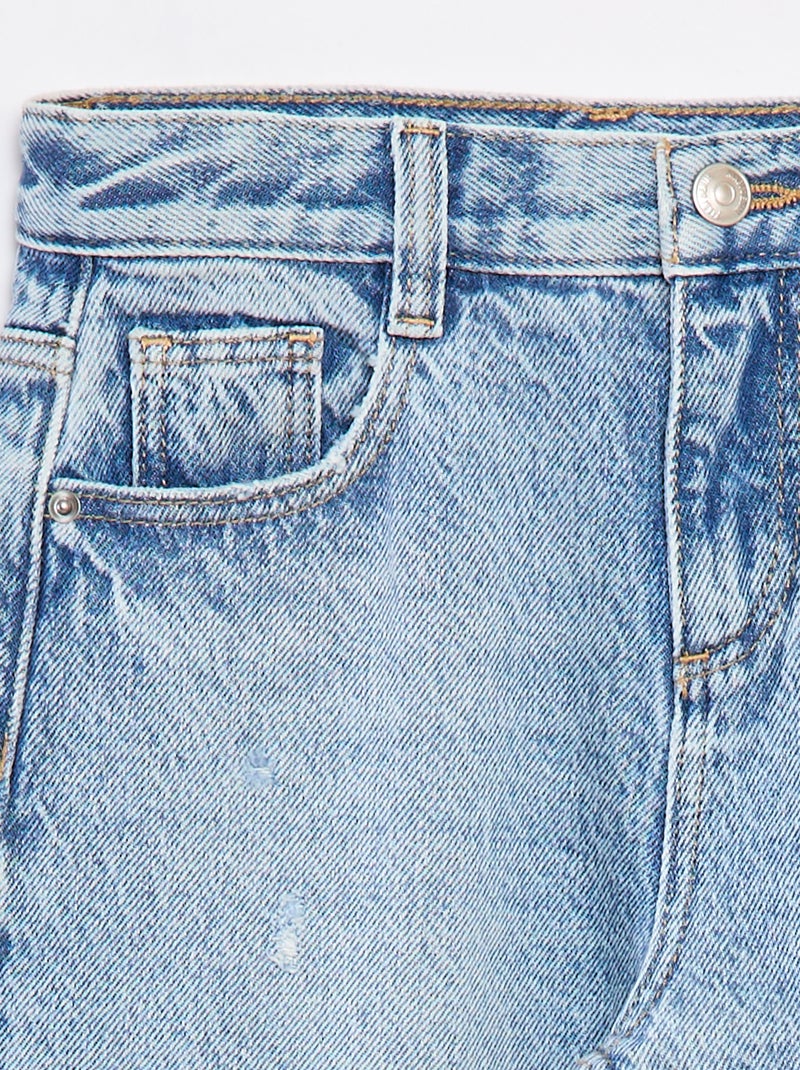 Pantaloni Jeans A Zampa Per Bambine &ndash; Blu Con Strappi &ndash; Comfort Elasticizzati &ndash; Vestibilit&agrave; Regolare