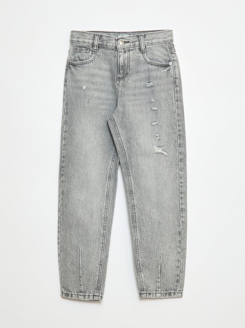 Pantaloni mom fit in denim con abrasioni Grigio - Kiabi