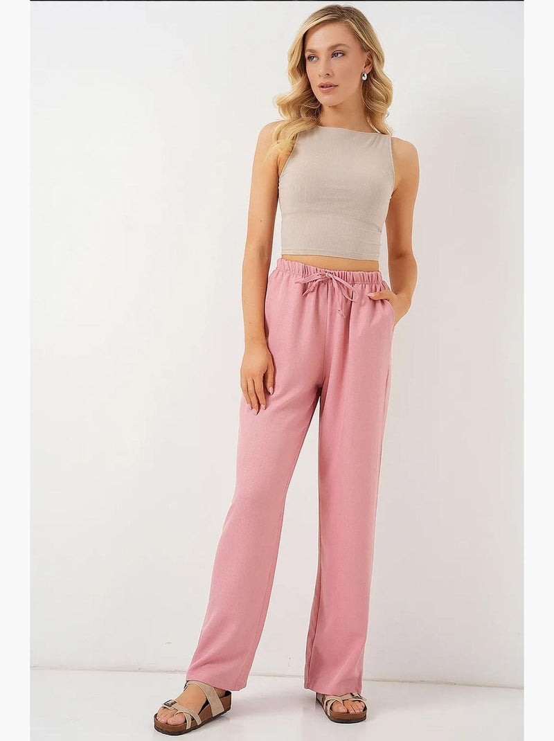 Pantaloni morbidi a gamba larga con coulisse bdart Rosa pallido - Kiabi
