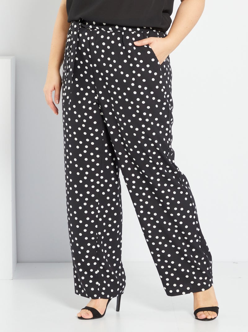 Pantaloni morbidi con cintura e stampa a pois NERO - Kiabi