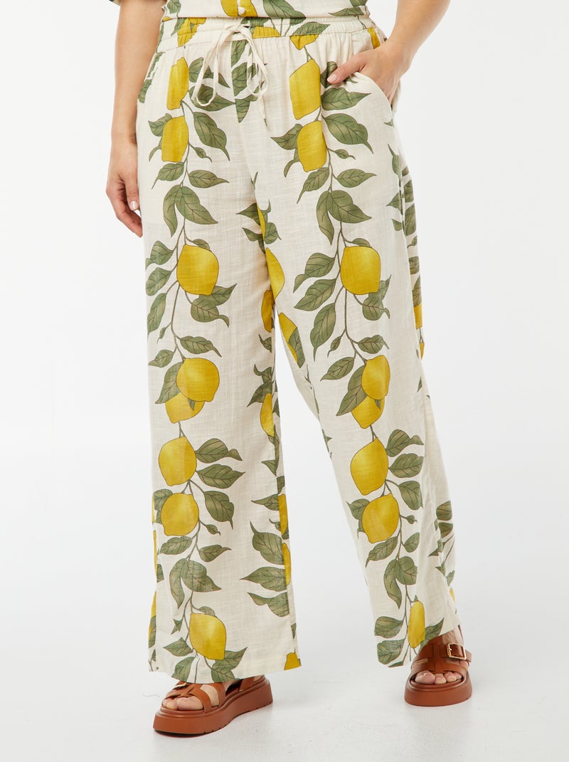 Pantaloni morbidi con stampa 'limoni' Beige - Kiabi