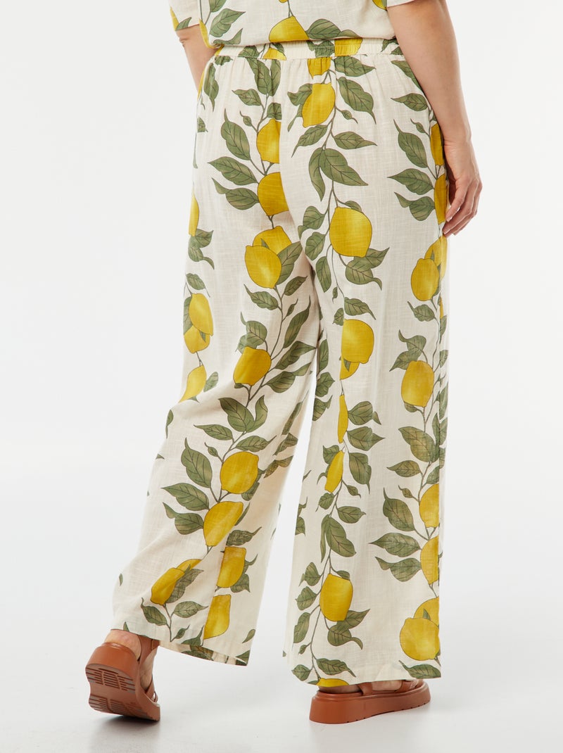 Pantaloni morbidi con stampa 'limoni' Beige - Kiabi
