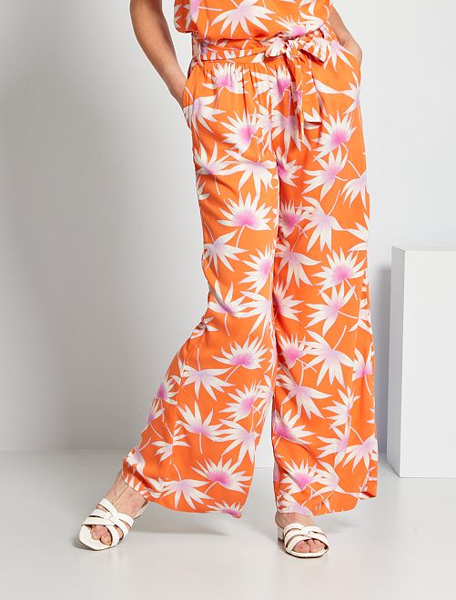 Pantaloni morbidi floreali - ARANCIONE - Kiabi - 18.00€
