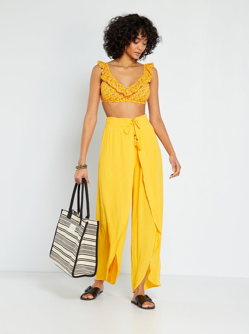 Pantaloni morbidi in voile di crêpe GIALLO - Kiabi