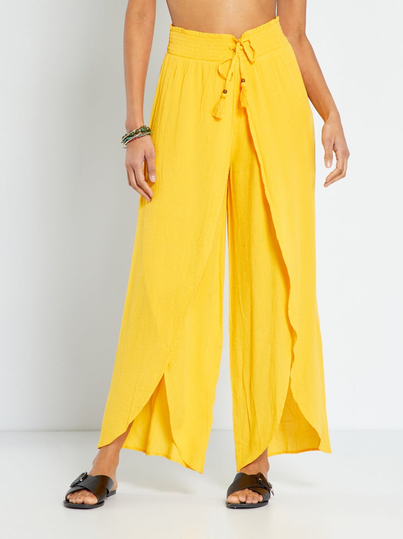Pantaloni morbidi in voile di crêpe GIALLO - Kiabi