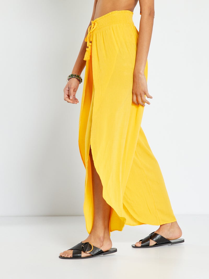 Pantaloni morbidi in voile di crêpe GIALLO - Kiabi