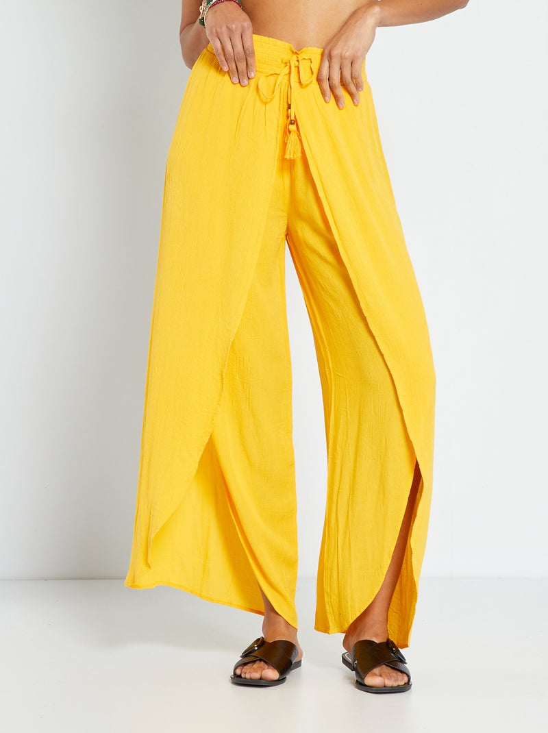 Pantaloni morbidi in voile di crêpe GIALLO - Kiabi