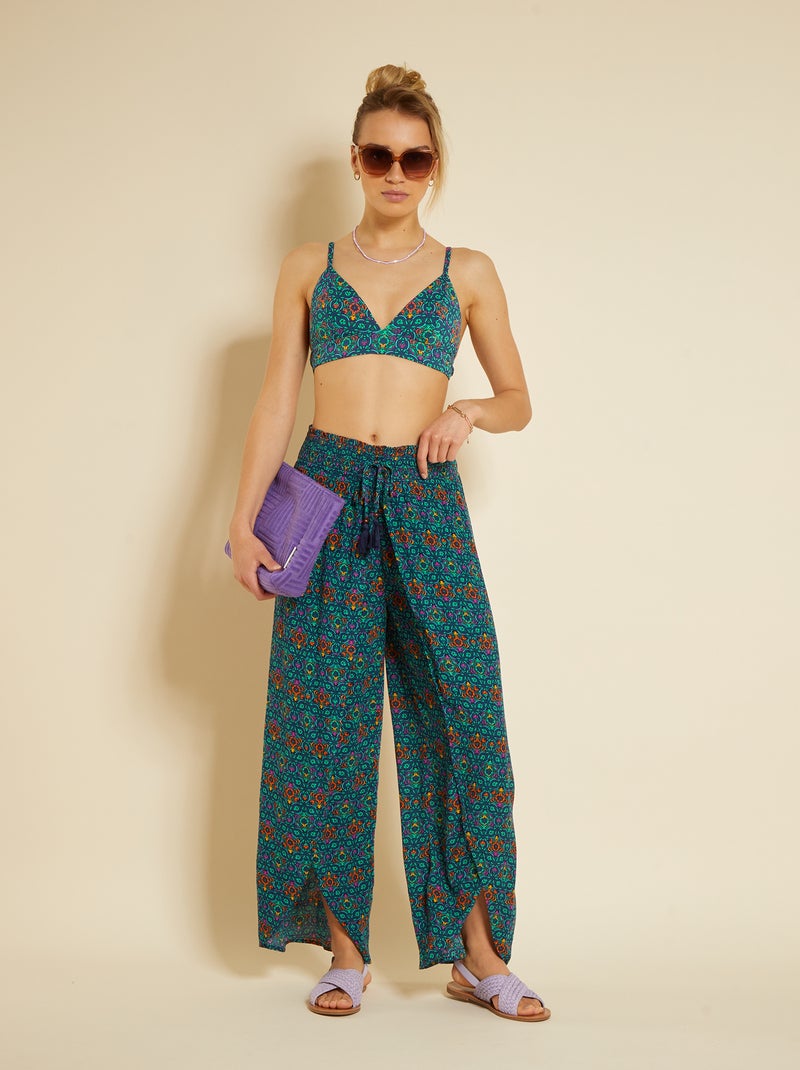Pantaloni morbidi traforati in tessuto crêpe BLU - Kiabi