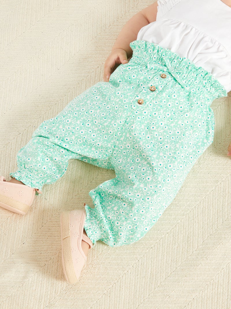Pantaloni morbidi verde con stampa - Kiabi