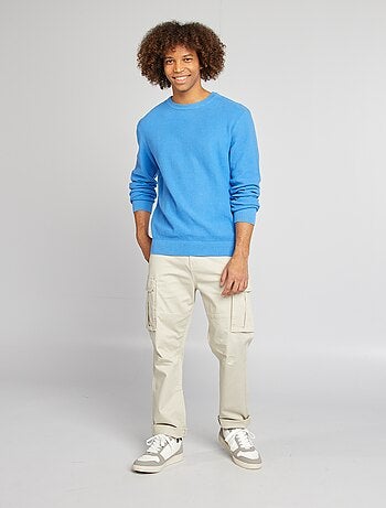 Pantaloni multi-tasche in tessuto dobby