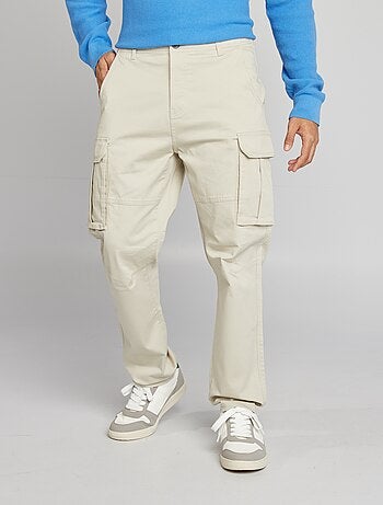 Pantaloni multi-tasche in tessuto dobby
