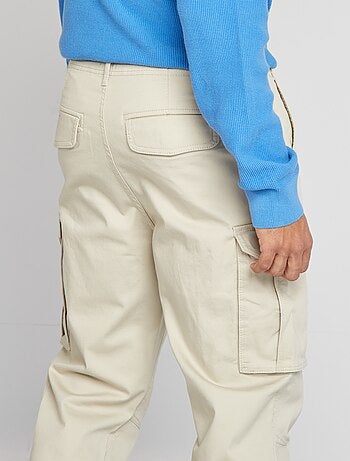 Pantaloni multi-tasche in tessuto dobby
