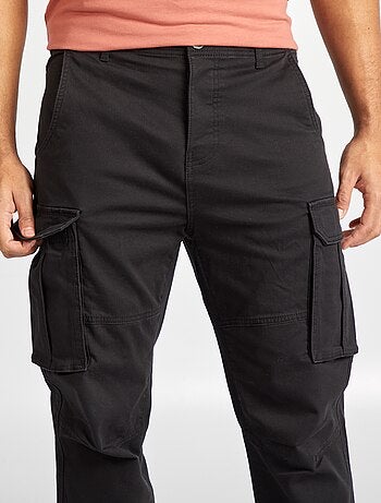 Pantaloni multi-tasche in tessuto dobby