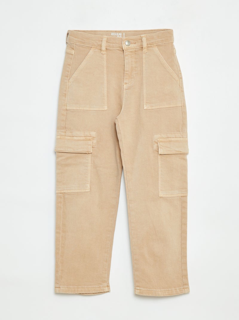 Pantaloni multitasche in twill - Taglio + confortevole Beige - Kiabi
