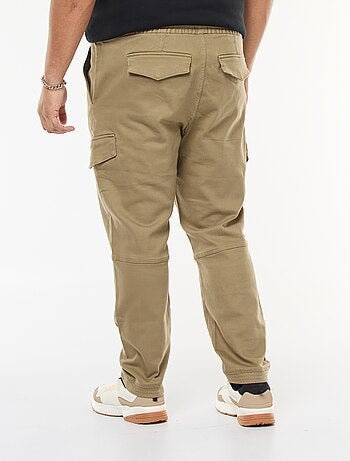 Pantaloni multitasche tinta unita con cintura elasticizzata