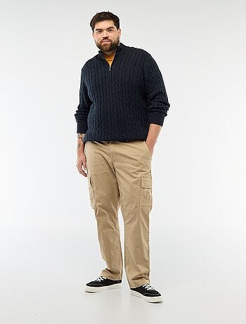 Pantaloni multitasche tinta unita con passanti per cintura