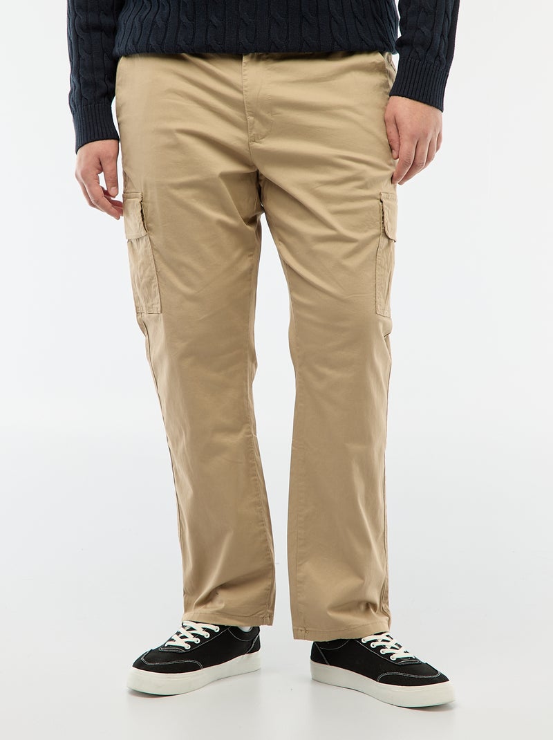Pantaloni multitasche tinta unita con passanti per cintura Beige - Kiabi