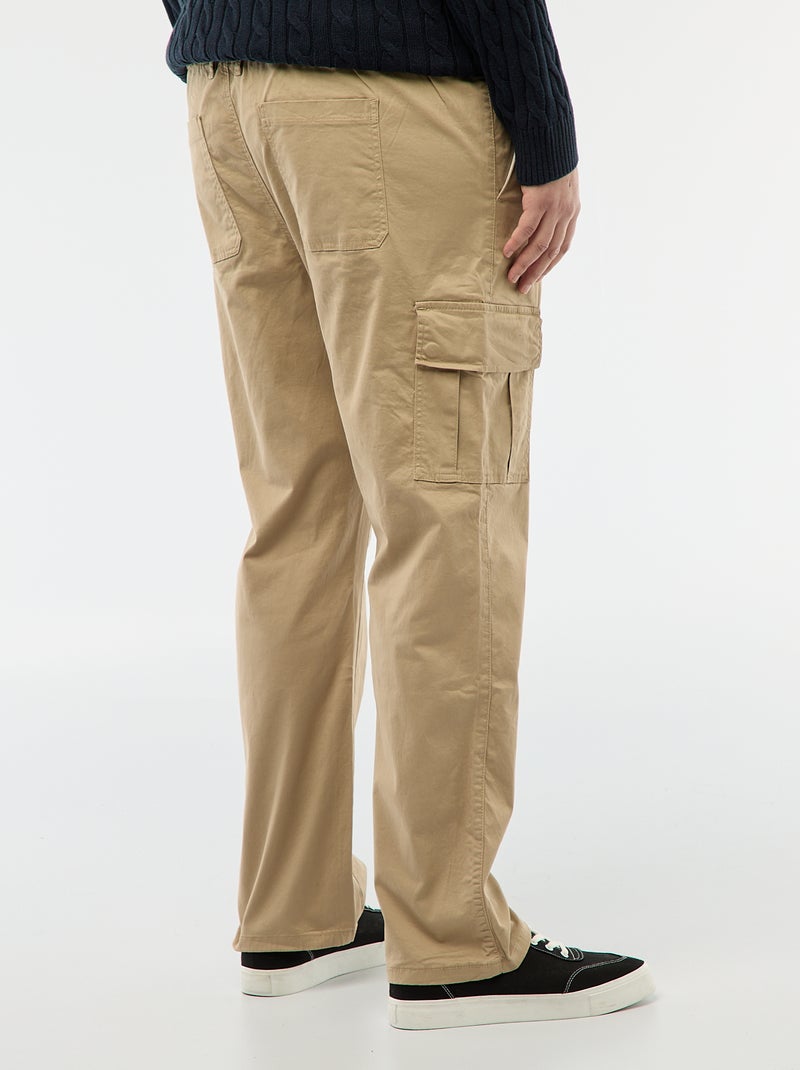 Pantaloni multitasche tinta unita con passanti per cintura Beige - Kiabi