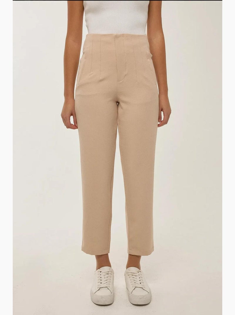 Pantaloni nude aderenti a vita alta hiccup Beige naturale - Kiabi